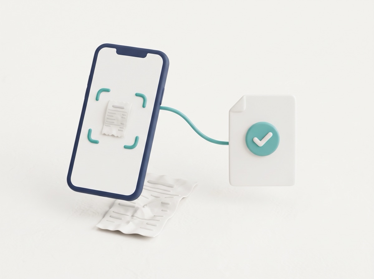 Bon scannen met je telefoon, verwerkt met een vinkje