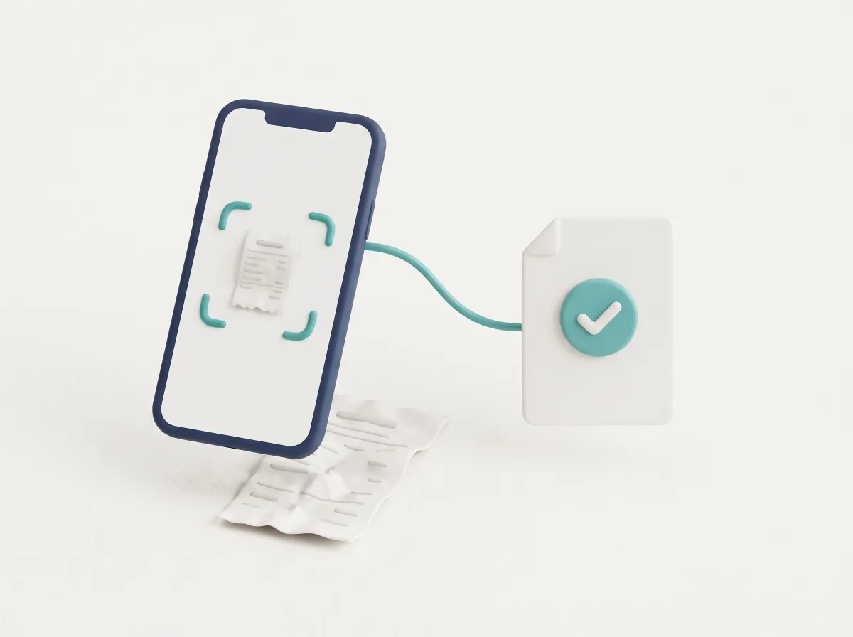 Bon scannen met je telefoon, verwerkt met een vinkje